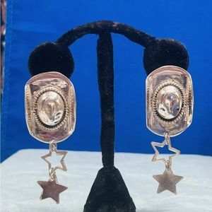 Vintage TAXCO Sterling Silver Cowboy Hat Earrings